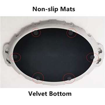 Yamfurga Oval Decorative Mirror Tray, French Style Flower Frame, Makeup Organizer, Jewelry Organizer, Serving Tray, 9.8"x 14.6", Golden Silver