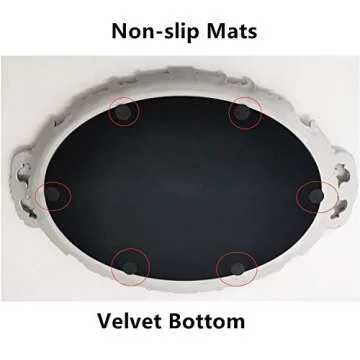 Yamfurga Oval Decorative Mirror Tray, French Style Flower Frame, Makeup Organizer, Jewelry Organizer, Serving Tray, 9.8"x 14.6", Golden Silver