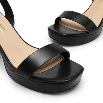 DREAM PAIRS Platform Heels for Women High Block Chunky Open Toe Ankle Strap Heels Fashion Wedding Party Evening Prom Dance Dress Pump Sandals Shoes,Size 10,Black-PU,SDHS2420W