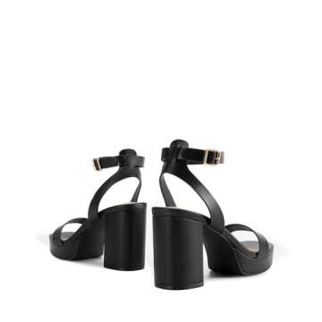 DREAM PAIRS Platform Heels for Women High Block Chunky Open Toe Ankle Strap Heels Fashion Wedding Party Evening Prom Dance Dress Pump Sandals Shoes,Size 10,Black-PU,SDHS2420W