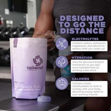 Tailwind Nutrition Endurance Fuel, Sports Drink Powder Mix with Electrolytes, Non-GMO, Free of Soy, Dairy, and Gluten, Vegan, Naked Unflavored, 50 Servings