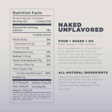 Tailwind Nutrition Endurance Fuel, Sports Drink Powder Mix with Electrolytes, Non-GMO, Free of Soy, Dairy, and Gluten, Vegan, Naked Unflavored, 50 Servings