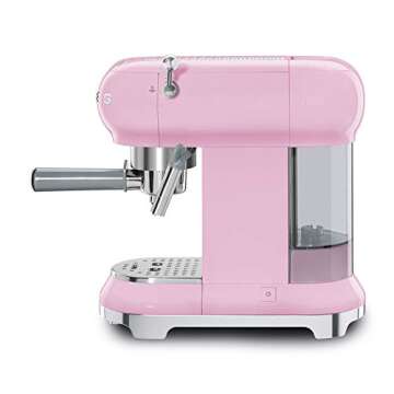 Smeg ECF01RDUS 50s Retro Style Espresso Machine - Pink, Large
