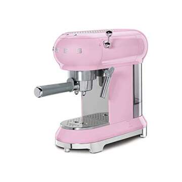 Smeg ECF01RDUS 50s Retro Style Espresso Machine - Pink, Large