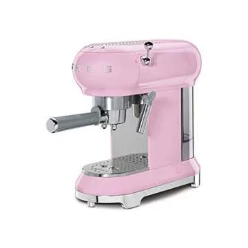 Smeg ECF01RDUS 50s Retro Style Espresso Machine - Pink, Large