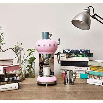 Smeg ECF01RDUS 50s Retro Style Espresso Machine - Pink, Large