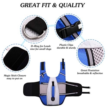 Lightweight Dog Life Jacket with Handle and Reflective Design