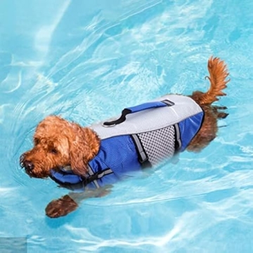 Lightweight Dog Life Jacket with Handle and Reflective Design