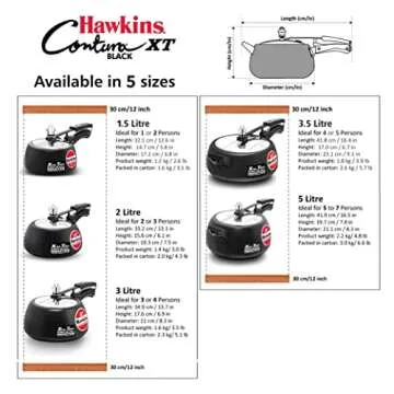 Hawkins 3 Litre Contura Black XT Pressure Cooker, Hard Anodised Inner Lid Cooker, Induction Cooker, Handi Cooker, Black (CXT30)