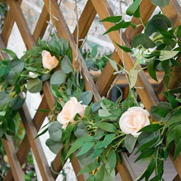 2Pack 6.6 FT Eucalyptus Garland with Willow Leaves Artificial Greenery Garland for Backdrop Wedding Decoration