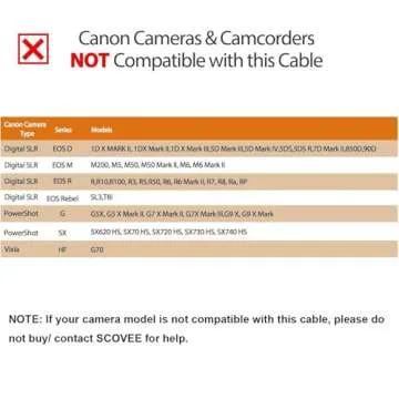 SCOVEE Camera USB Cable Cord for Canon Rebel/PowerShot/EOS/DSLR/ELPH Digital Cameras,Transfer Wire Data Cable for Canon Rebel Camcorder,Vixia PC Computer Interface Charger Replacement 6FT Mini B USB