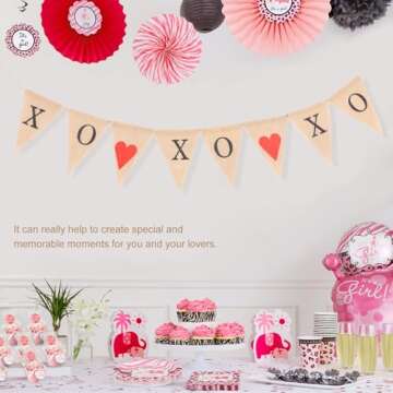 TINKSKY Bunting Banners XOXOXO Letter Pennant Flags Romantic Garland Decorations for Wedding Bridal Shower Engagement Proposal Party