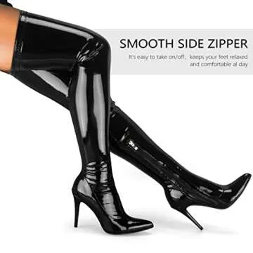 Stylish Women's Patent Leather Thigh High Stiletto Boots