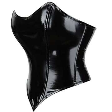 SHYMMUO Women's Black Corset Tops Sexy Bustier Crop Top Summer Going Out Strapless Leather Waist Bel...