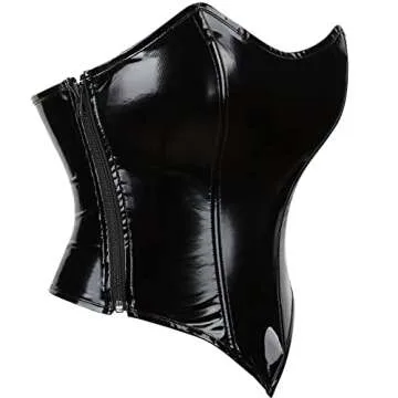 SHYMMUO Women's Black Corset Tops Sexy Bustier Crop Top Summer Going Out Strapless Leather Waist Belt Bra XL