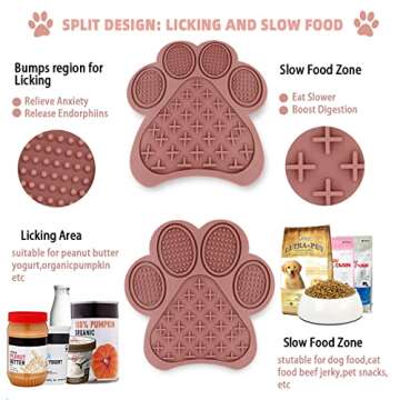Enrunnig Lick Mat for Dogs and Cats,Dog Food Mat with Suction Cups,Slow Feeder mat & Non-Slip Design,Boredom & Anxiety Reducer,Calming Mat for Bathing,Grooming,and Nail Trimming (Pink)