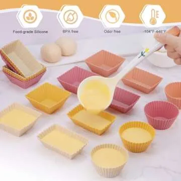 24Pack Silicone Muffin Cups | Reusable Cupcake Liners with Lunch Box Dividers