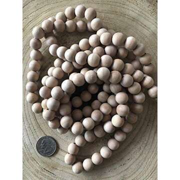 6 or 9 Feet NATURAL Wooden Casa House Round Beads Strand Garland Christmas Accent Farmhouse Boho Boh...