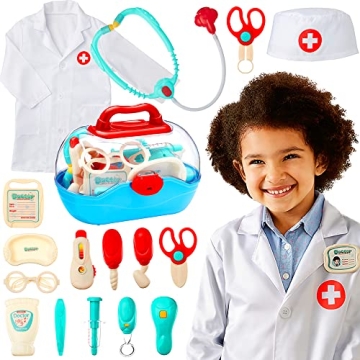 Best Choice Play Doctor Kit: 18-Piece Medical Set with Coat, Hat & Case