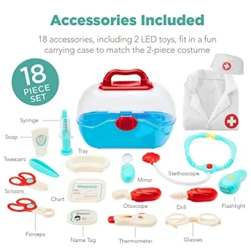 Pretend Play Doctor Kit with 18 Accessories and Coat