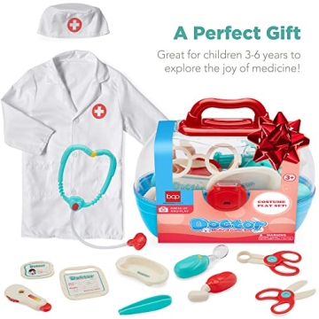 Pretend Play Doctor Kit with 18 Accessories and Coat