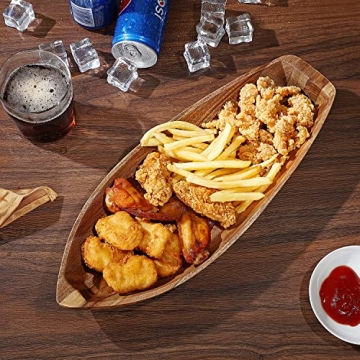 CAMLOT Acacia Wood Lucky Boat Serving Tray Functional Decor