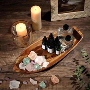 CAMLOT Acacia Wood Lucky Boat Serving Tray Functional Decor