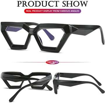 AIEYEZO Thick Cat Eye Glasses Fashion Blue Light Glasses for Women Cateye Computer Glasses Anti Eyestrain & Prevent Headache (Black)