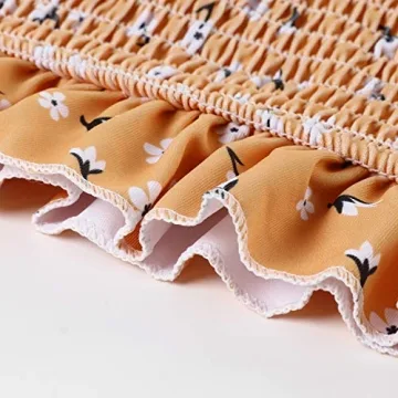 OMKAGI Women's Cute Shirred Swim High Waisted Bikini Set