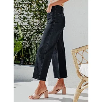 High Waisted Wide Leg Jeans in Black Size 4