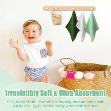 MUKIN Baby Washcloths – Soft & Absorbent Baby Towels