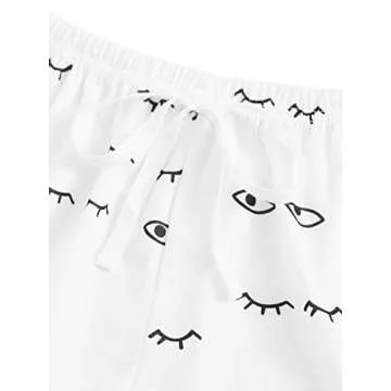 WDIRARA Women's Closed Eyes Print Sleepwear Pajama Set