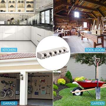 ONMIER Mop and Broom Holder Wall Mount Broom Holder Wall Mounted Organizer Storage Rack for Garden, Garage Tools (5 Positions with 6 Hooks)