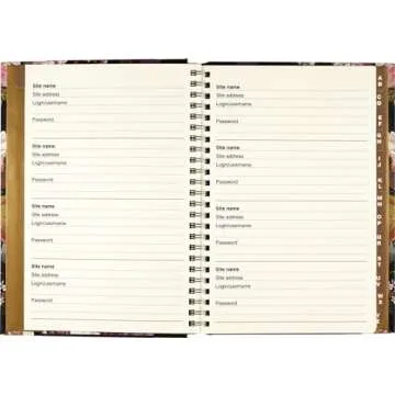 Midnight Floral Large Internet Address & Password Logbook