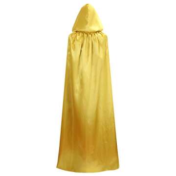 Makroyl Unisex Reversible Hooded Cloak Cape for Christmas Halloween Party Vampires Cosplay Costumes (Black+Yellow, Large)