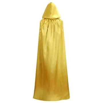 Makroyl Unisex Reversible Hooded Cloak Cape for Christmas Halloween Party Vampires Cosplay Costumes (Black+Yellow, Large)