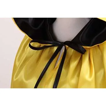 Makroyl Unisex Reversible Hooded Cloak Cape for Christmas Halloween Party Vampires Cosplay Costumes (Black+Yellow, Large)