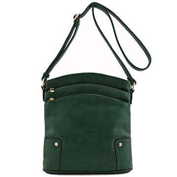 ALYSSA Triple Zip Pocket Large Crossbody Bag - Stylish & Functional