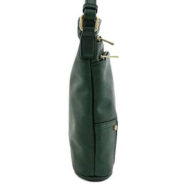ALYSSA Triple Zip Pocket Large Crossbody Bag - Hunter Green
