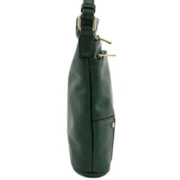 ALYSSA Triple Zip Pocket Large Crossbody Bag - Hunter Green
