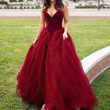 V Neck Prom Dresses Velvet and Tulle Long Ball Gown Emerald Green Plus Size 18W