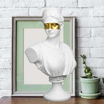 YUEOECOR 14" Classic Greek White David Man Bust Statue, Large Resin Roman Goddess Sculpture Figurine...