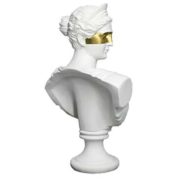 YUEOECOR 14" Classic Greek White David Man Bust Statue, Large Resin Roman Goddess Sculpture Figurine for Home Décor (Anna Mask White)