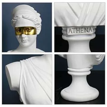 YUEOECOR 14" Classic Greek White David Man Bust Statue, Large Resin Roman Goddess Sculpture Figurine for Home Décor (Anna Mask White)