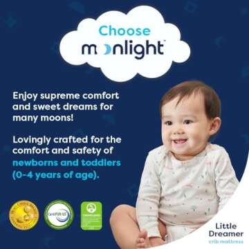 Moonlight Slumber Little Dreamer Crib Mattress - Firm, Dual Sided, Standard Size, Waterproof, 5in.