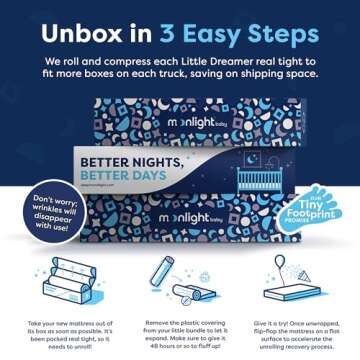 Moonlight Slumber Little Dreamer Crib Mattress - Firm, Dual Sided, Standard Size, Waterproof, 5in.