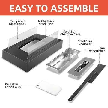 KORNIFUL Tabletop Fire Pit, Outdoor Indoor Portable Table Top Firepit Small Table Fireplace Decor for Home Patio Balcony Backyard Dinner Party, Wedding House Warming