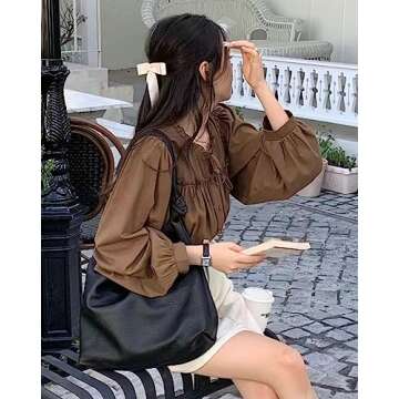 Trendy PU Leather Shoulder Tote Bag - Fashionable Hobo for Women