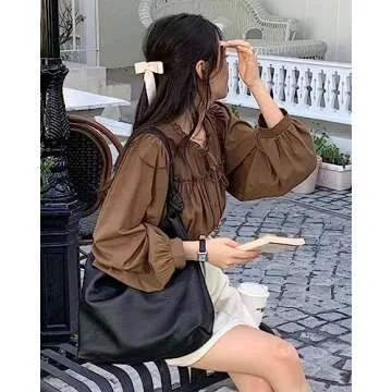 Trendy PU Leather Shoulder Tote Bag - Fashionable Hobo for Women