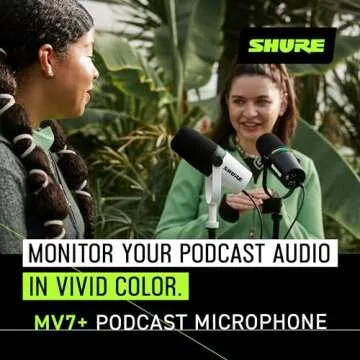 Shure MV7+ Podcast Dynamic Microphone with Stand. OBS Certified, Enhanced Audio, LED Touch Panel, USB-C & XLR Outputs, Auto Level Mode, Digital Pop Filter, Podcasting, Streaming, Recording - Black